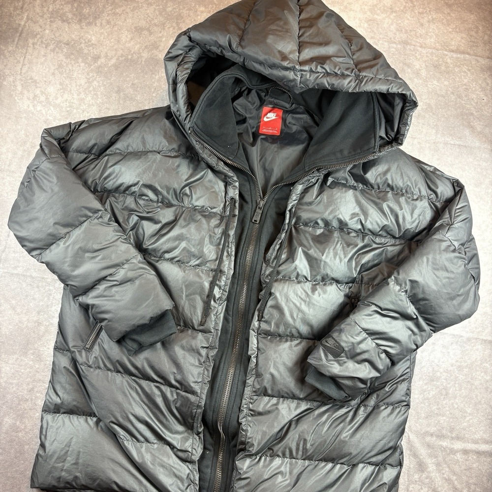 Nike Jacket Womens L Black Uptown Cocoon 550 Down Jacket Full Zip Red Tag